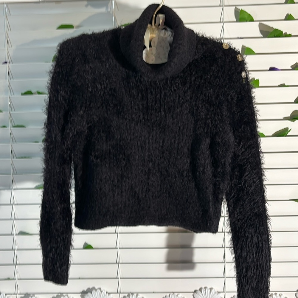 Bebe extra soft and fuzzy black turtleneck sweater